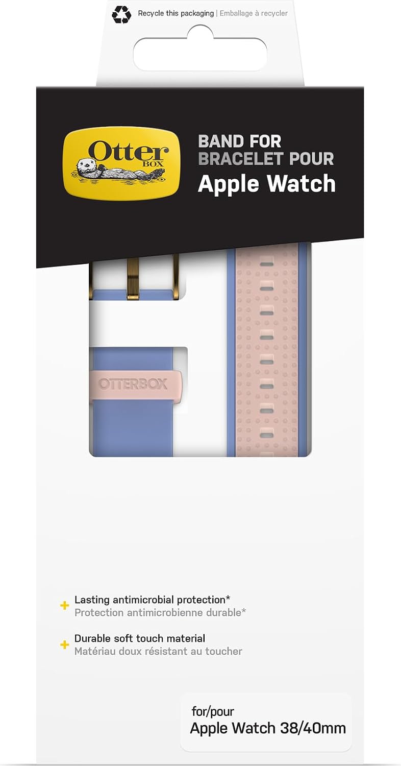 Detalle 2 de OtterBox All Day Watch Band for Apple Watch 40/41/42mm – Durable Soft Touch Silicone, Blue/Beige