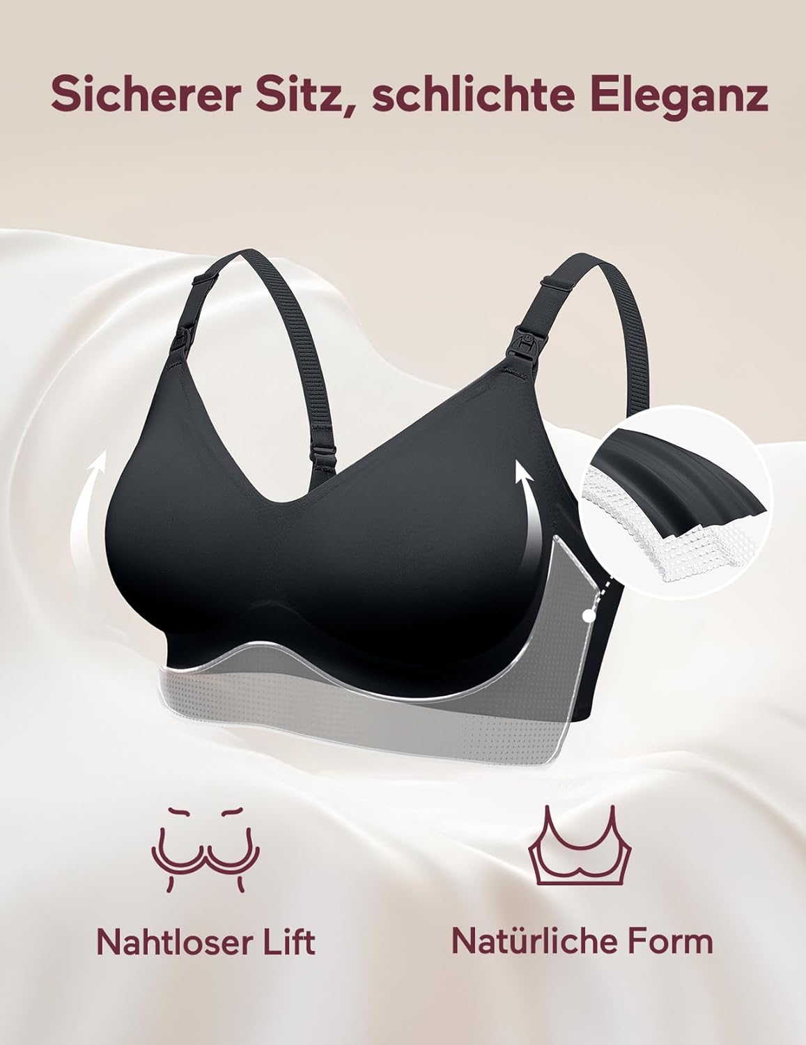 Detalle de Momcozy Still-BH ohne Bügel – Nahtloser Still-Bralette für Schwangerschaft, Stillzeit und Alltag