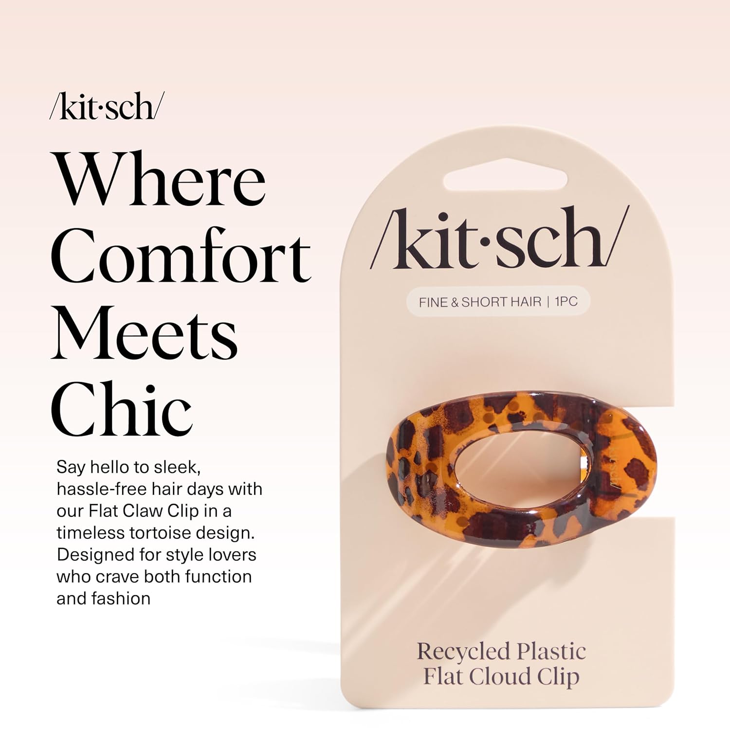 Detalle de Kitsch Small Flat Claw Clips for Women – Tortoise Design, Strong Hold for All Hair Types