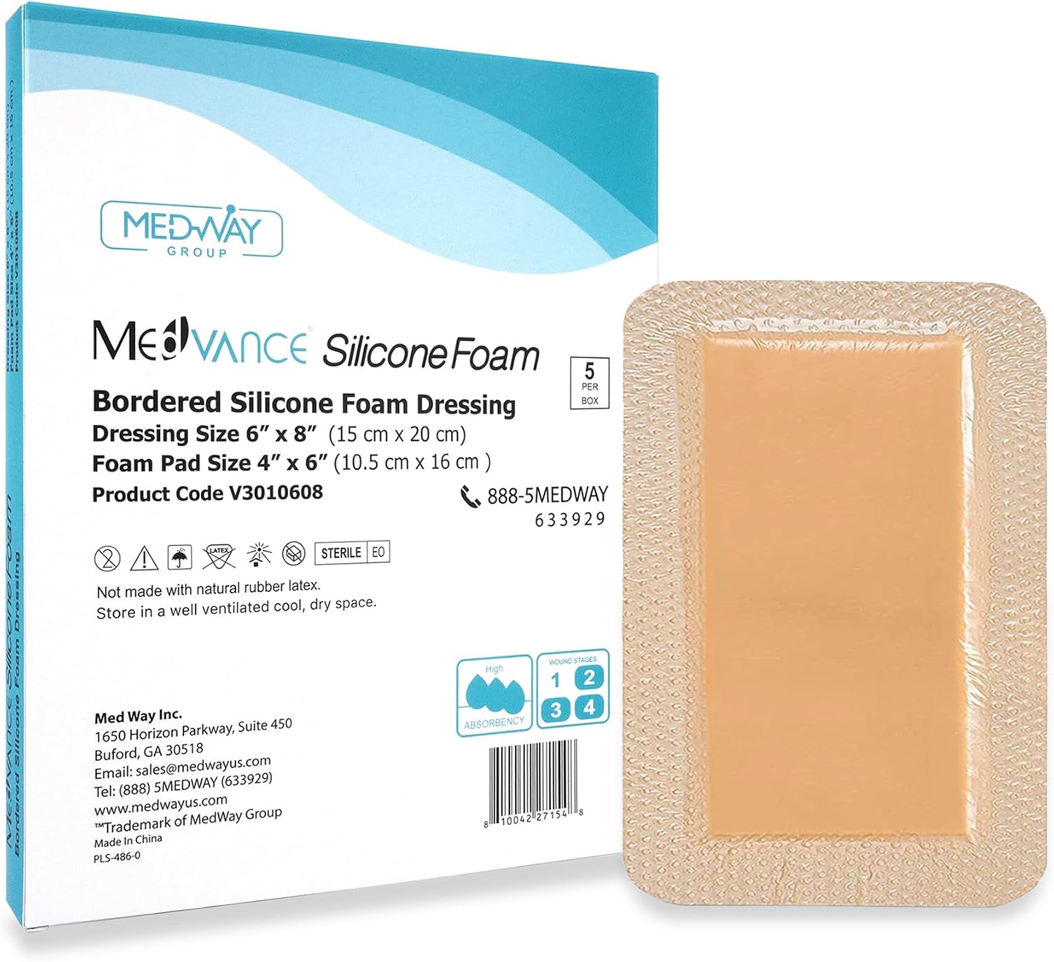 Detalle de MedVance Silicone Foam Dressing (Waterproof Silicone Pad) — Waterproof, Easy Apply Bandages, Box of 5