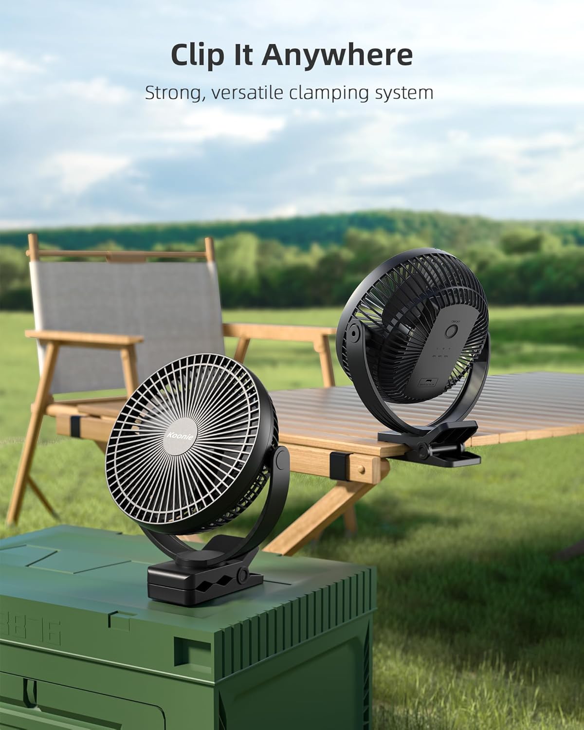 Thumbnail 5 de Koonie 8‑Inch Clip-On Fan 10000mAh Rechargeable 🔌🌀
