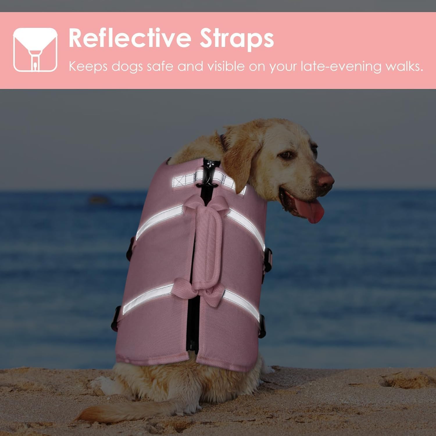 Detalle de AOFITEE Gilet de Sauvetage pour Chien – Réglable, Haute Flottaison avec Poignée et Fermeture Éclair