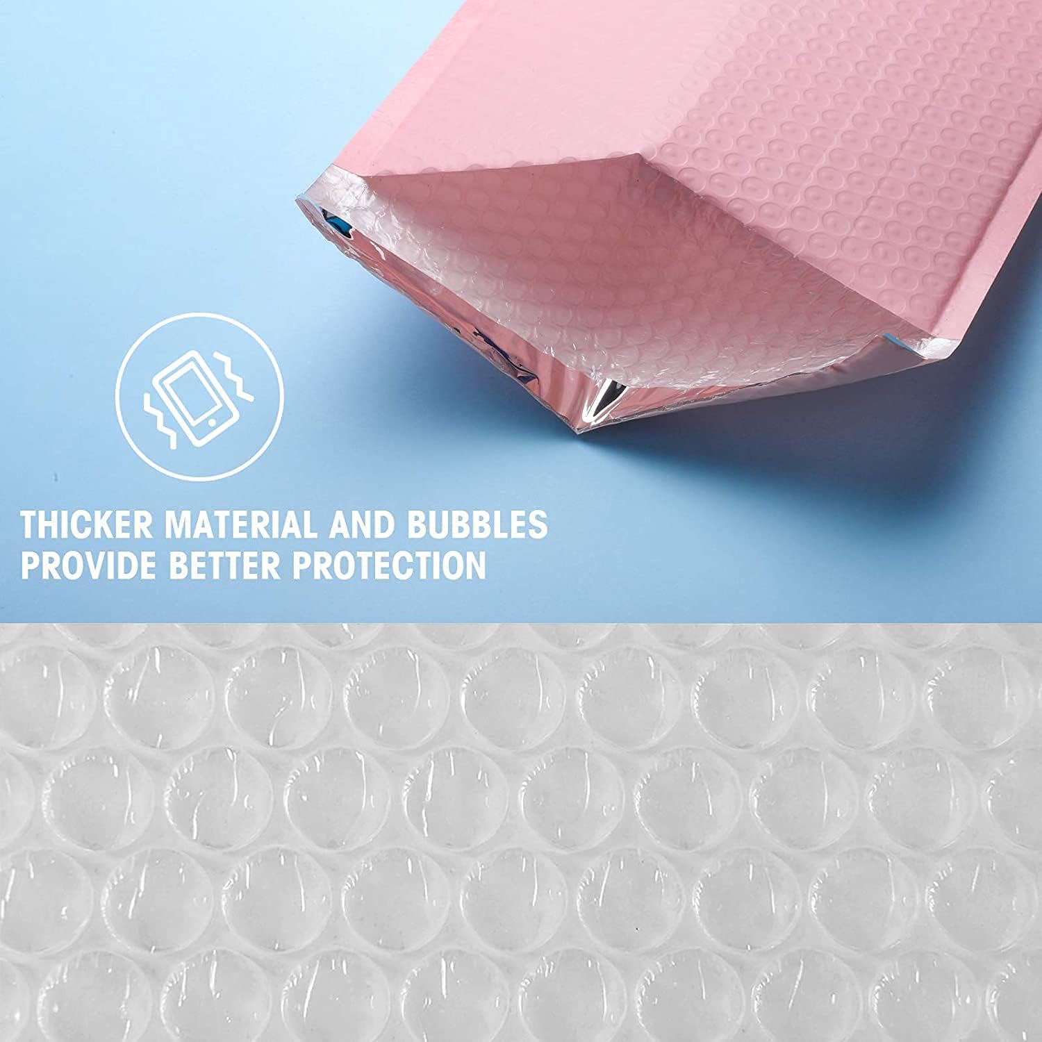 Thumbnail 4 de Switory 25 Pack Pale Pink Poly Bubble Mailers (26.7x38cm) – Self-seal padded polymailer envelopes