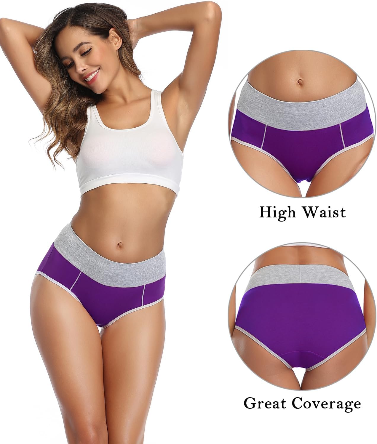 Thumbnail 2 de wirarpa Women’s Cotton High-Waist Stretch Briefs, Soft Full-Coverage Underwear (5-Pack)