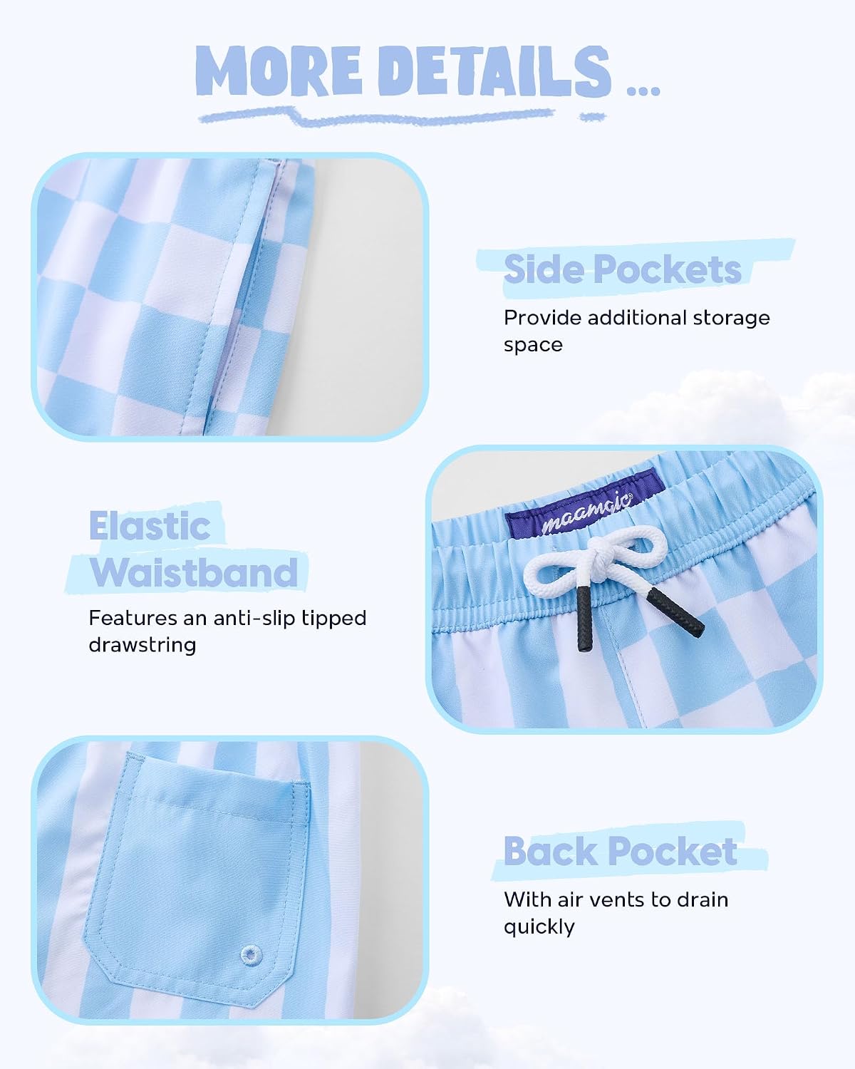Thumbnail 5 de maamgic Boys Swim Trunks with Boxer Brief Liner — Recycled Silky-Smooth Toddler Swim Shorts