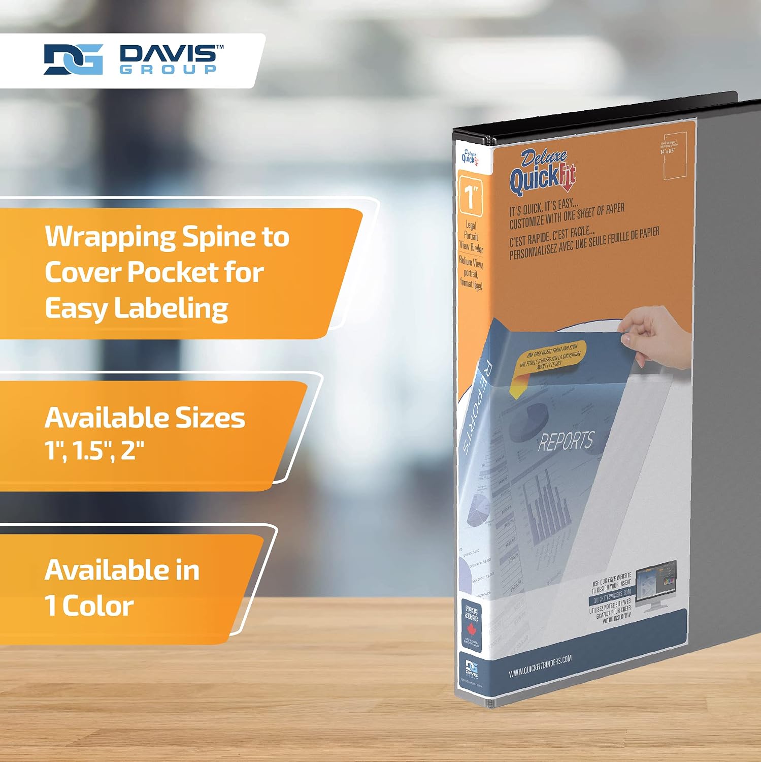 Detalle 2 de QUICK FIT 95011P-04 3-Ring Binder, 1" D-Rings, Legal Size, Black, 4-Pack