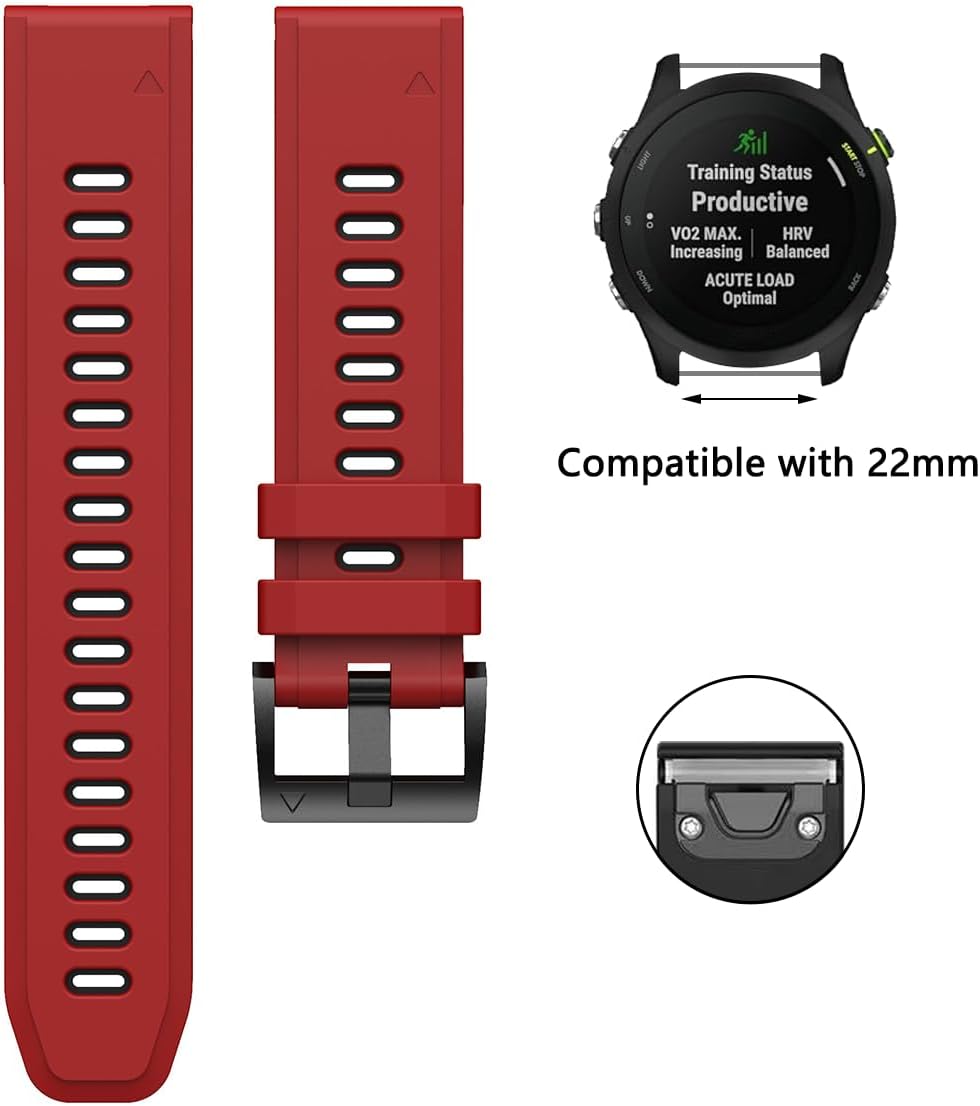 Thumbnail 3 de FiiMoo 22mm silicone replacement strap for Garmin Descent G2/G1, Fenix 8 47mm and Quatix 7 Pro