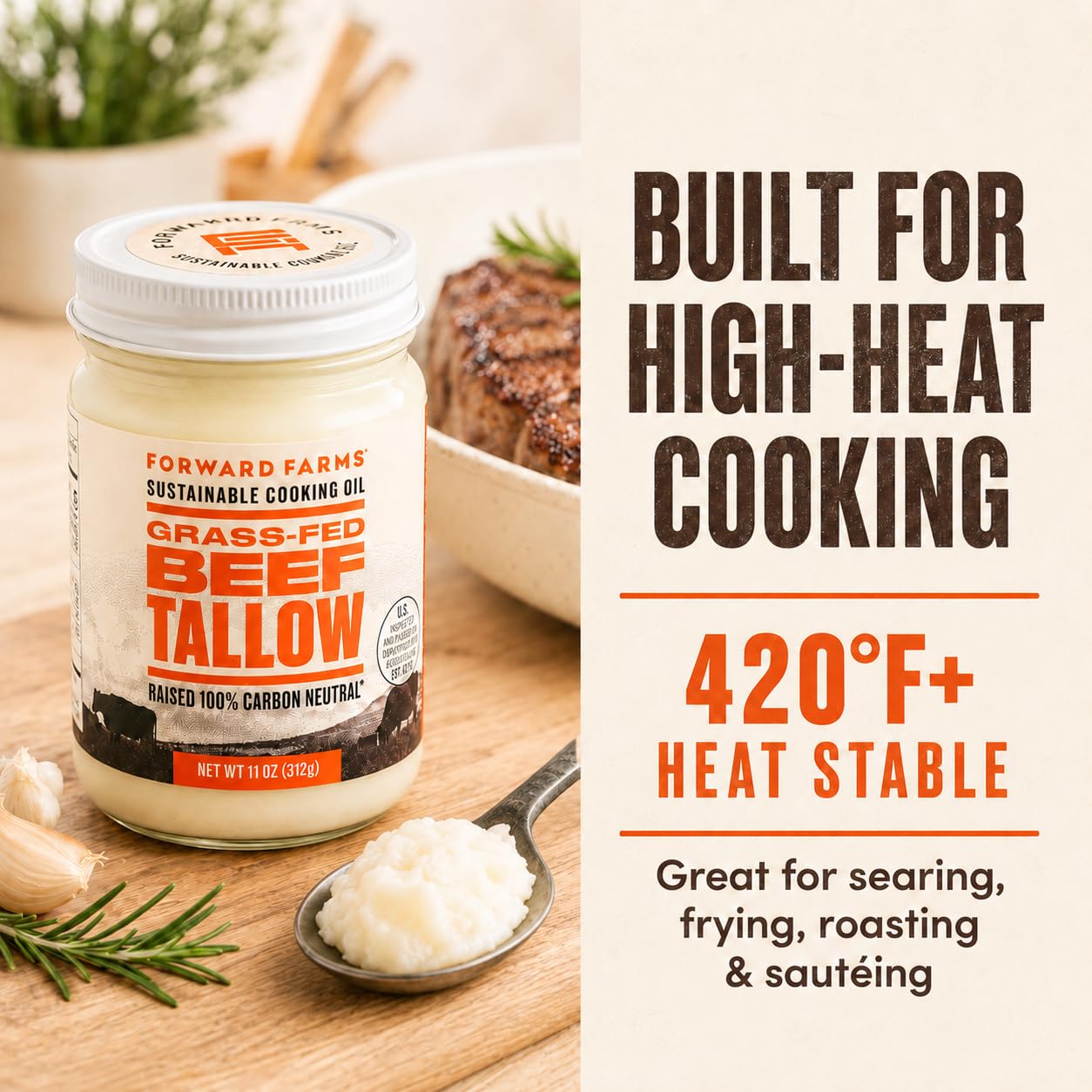 Thumbnail 2 de Forward Farms Beef Tallow for Cooking, Grass-Fed & Grass-Finished, 11 oz