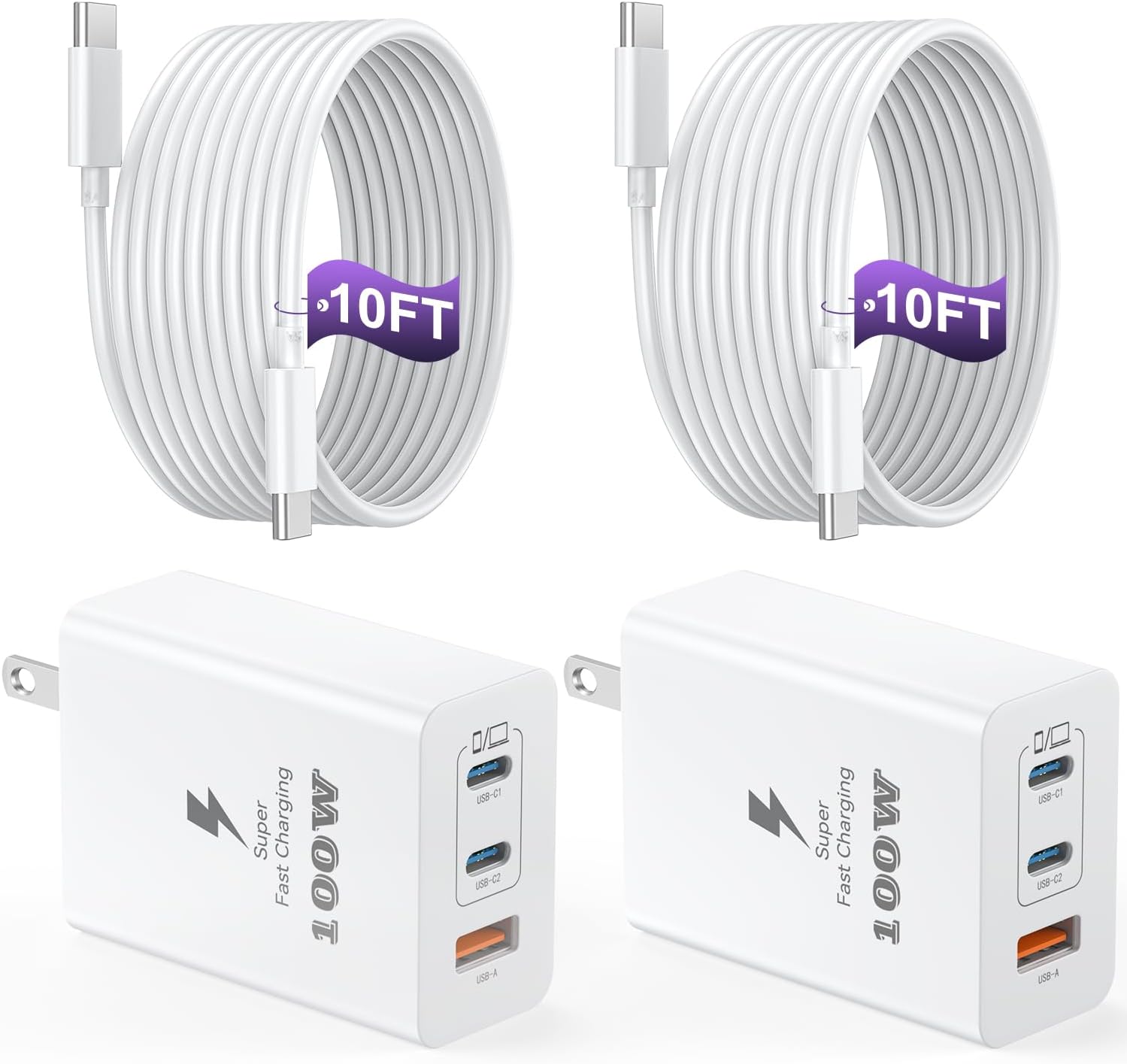 Detalle de USB C Charger Block 100W 3-Port GaN Fast Charger