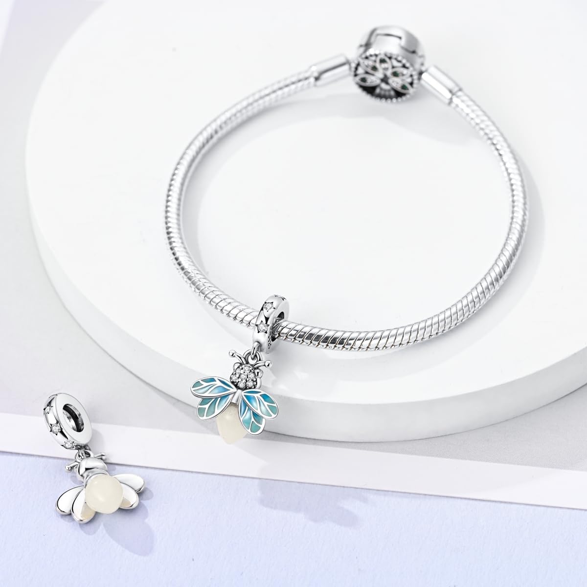 Detalle de KUNVONIC Charm Anhänger Damen aus 925 Sterling Silber (passend für europäische Armbänder & Halskette)