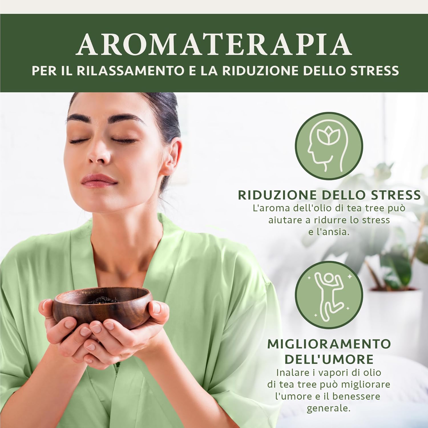 Detalle de Satin Naturel Tea Tree Oil Puro 100 ml: olio essenziale biologico e vegano per diffusori e cura della pelle