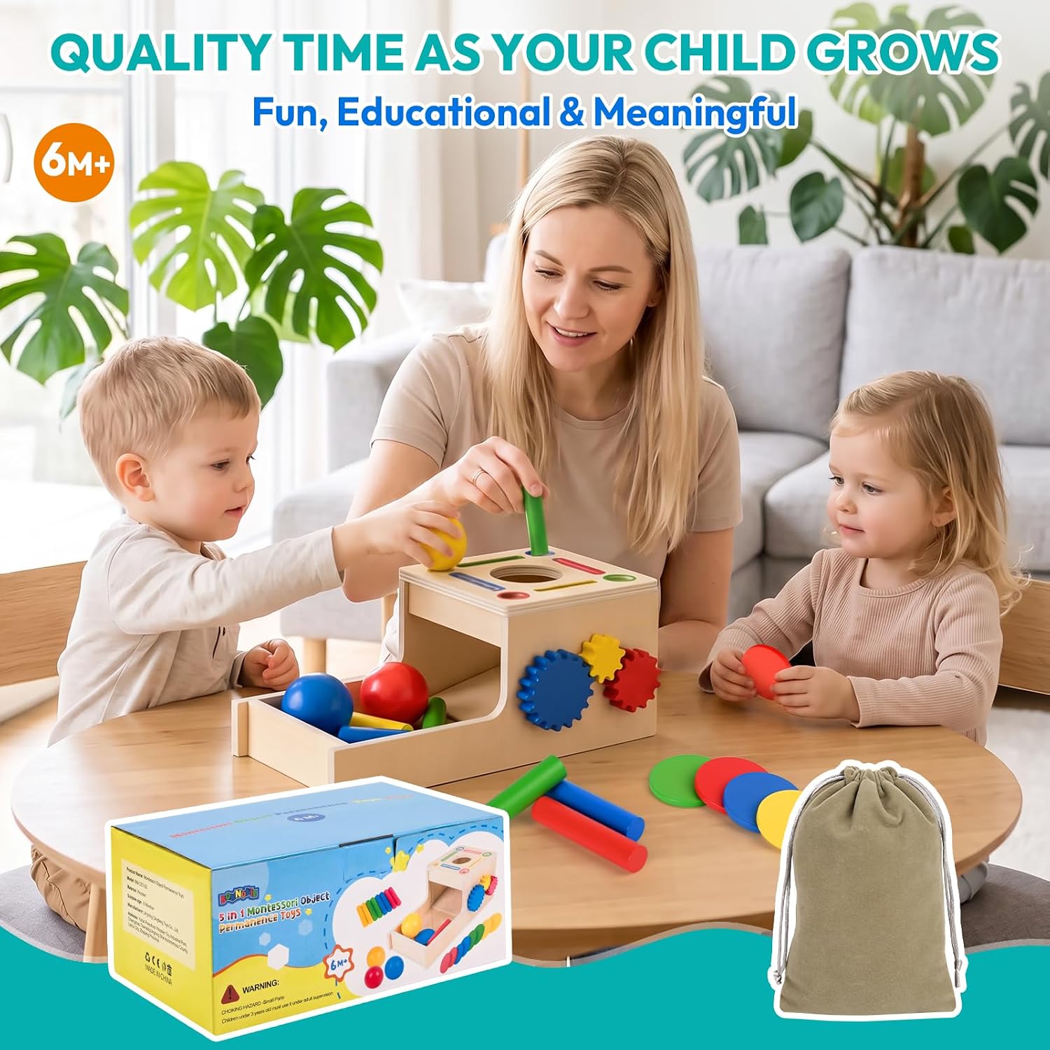 Thumbnail 6 de BoxNoble Montessori Object Permanence Toy, Wooden