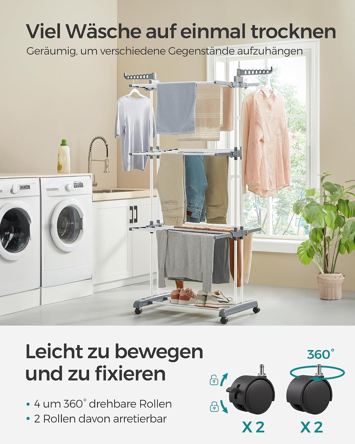 Detalle de SONGMICS LLR701W01 4 Ebenen Wäscheständer