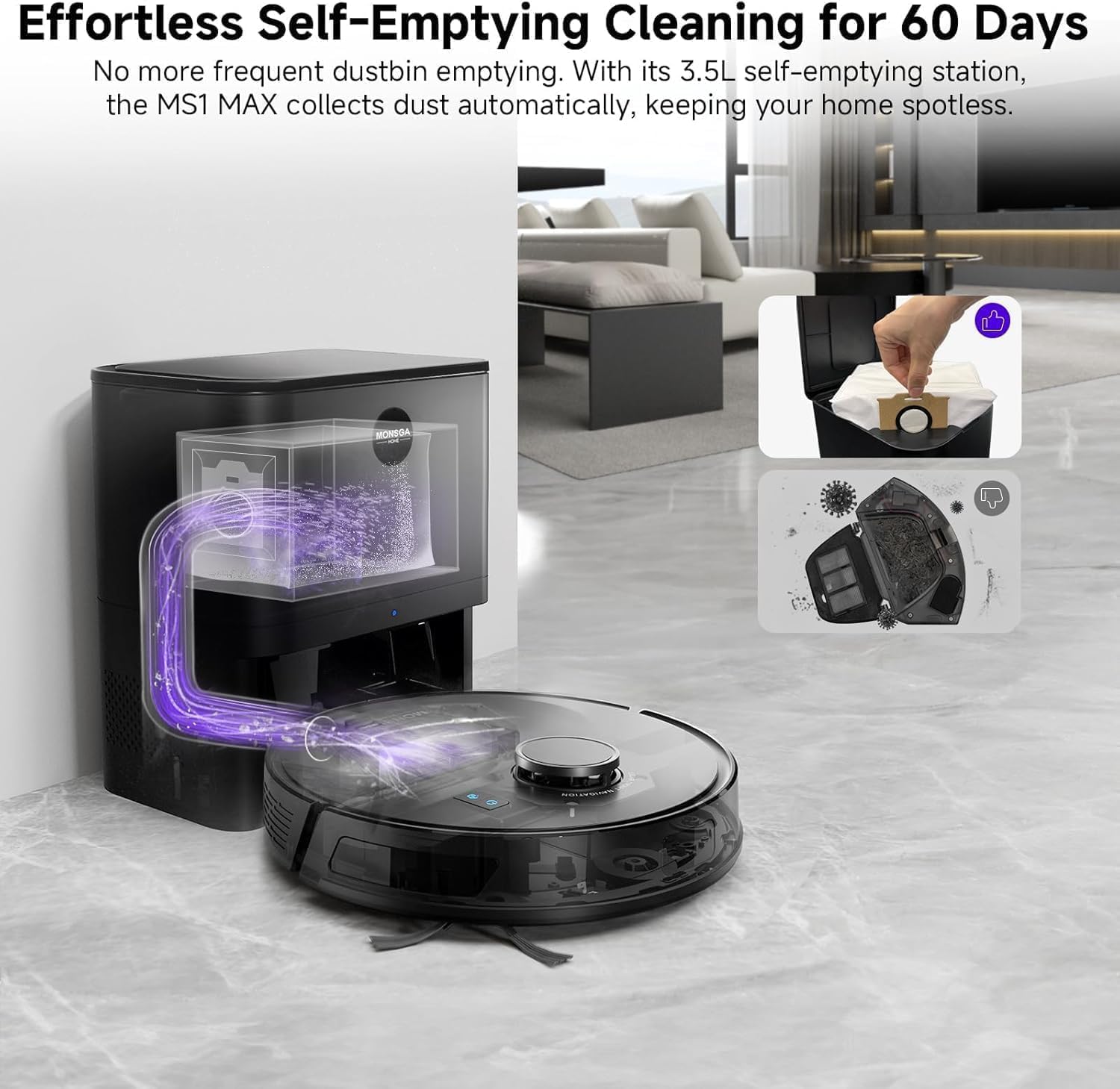 Thumbnail 4 de MONSGA MS1MAX Robot Vacuum