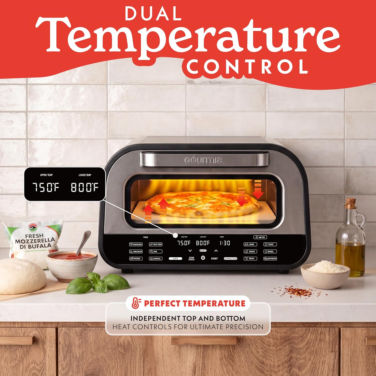 Thumbnail 3 de Gourmia Indoor Pizza Oven Air Fryer Toaster 1800W