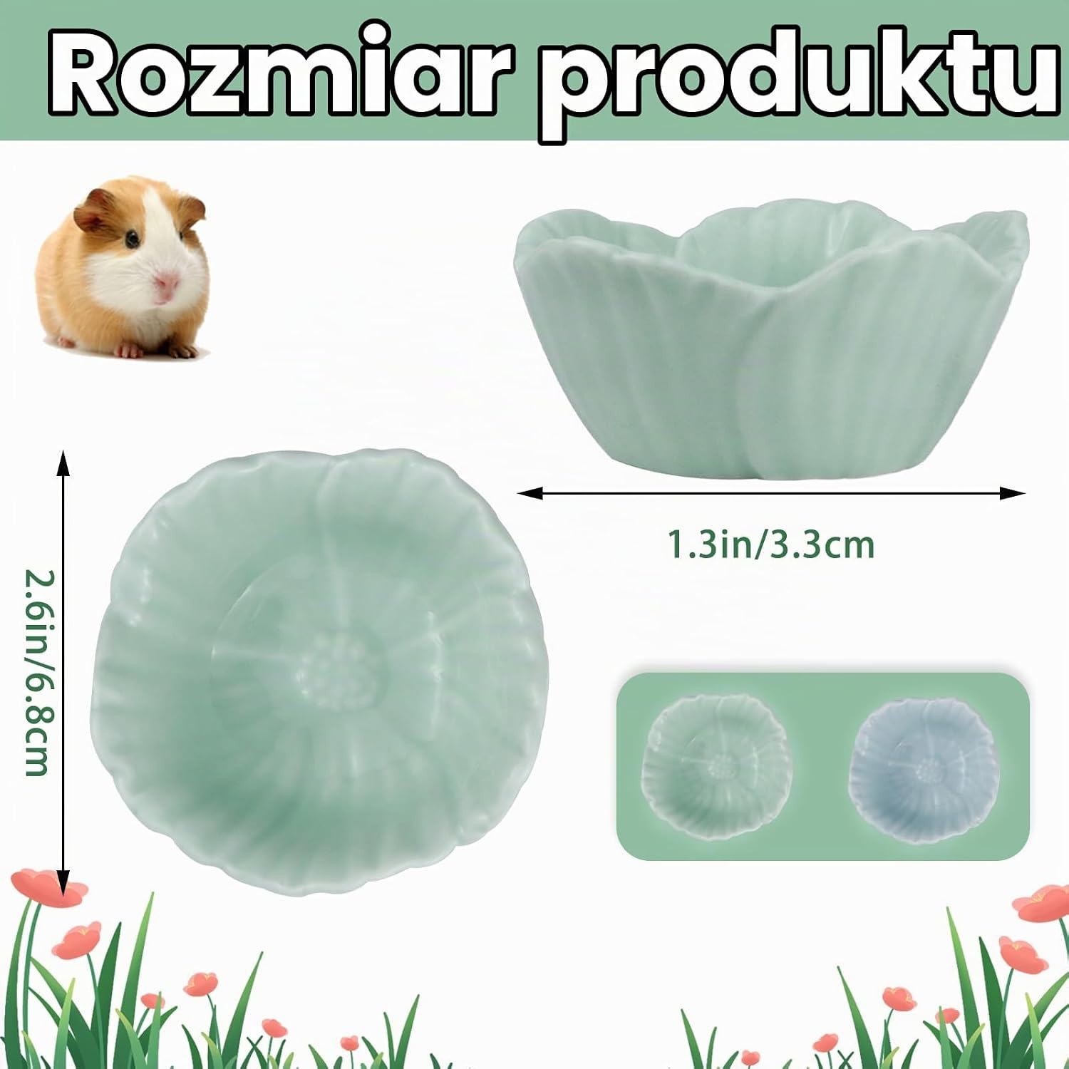 Detalle de LuckyOpt ceramiczna miska dla małych zwierząt, różowa, 6,8 × 6,8 × 3,5 cm