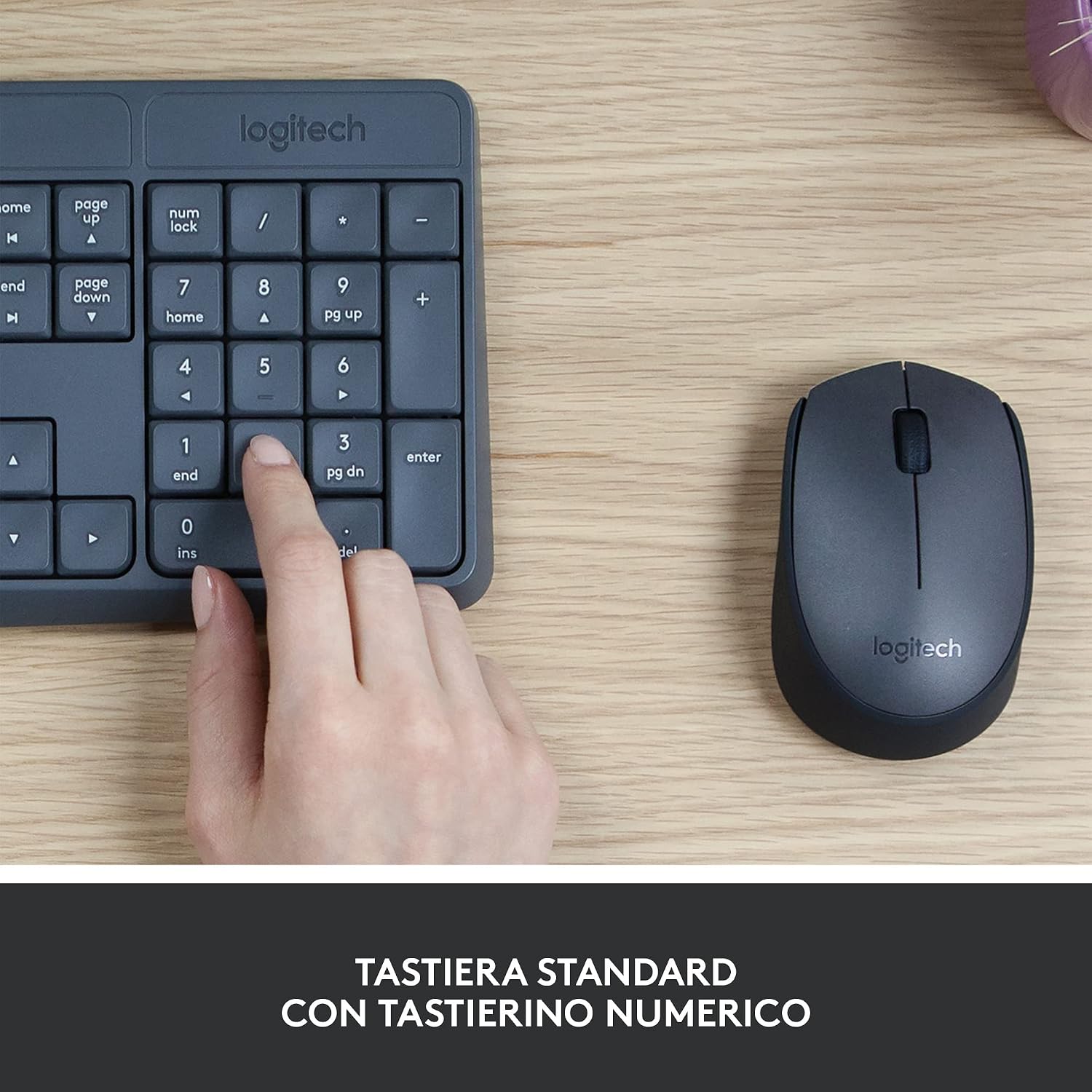 Detalle de Logitech MK235 Combo Tastiera e Mouse Wireless per Windows – Italiano QWERTY Grigio