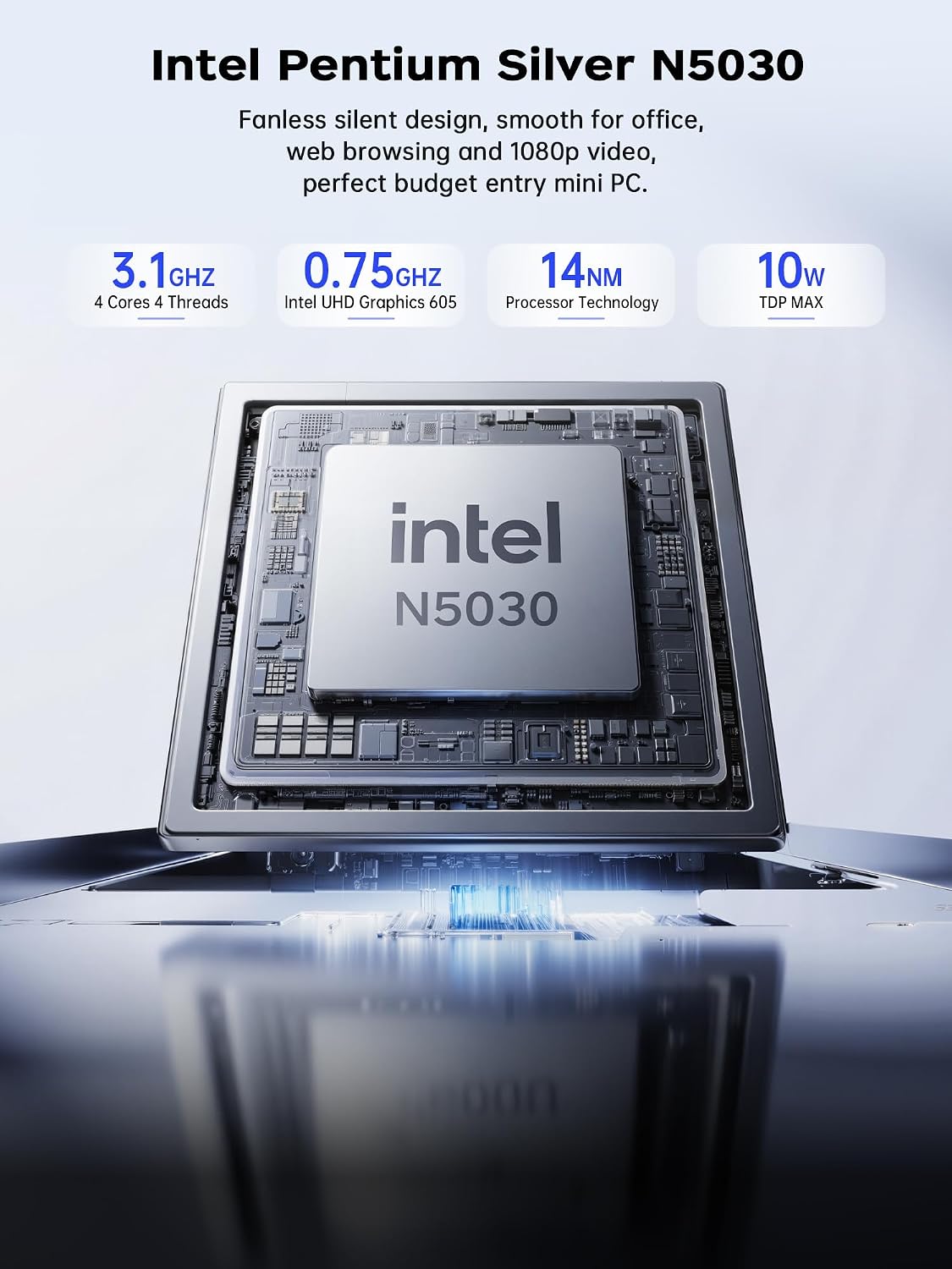 Thumbnail 1 de ACEMAGICIAN Mini PC AK1PLUS mit Intel Pentium N5030 – 12 GB RAM, 256 GB SSD, Windows 11 Pro, 4K HDMI-Dual, Lüfterlos