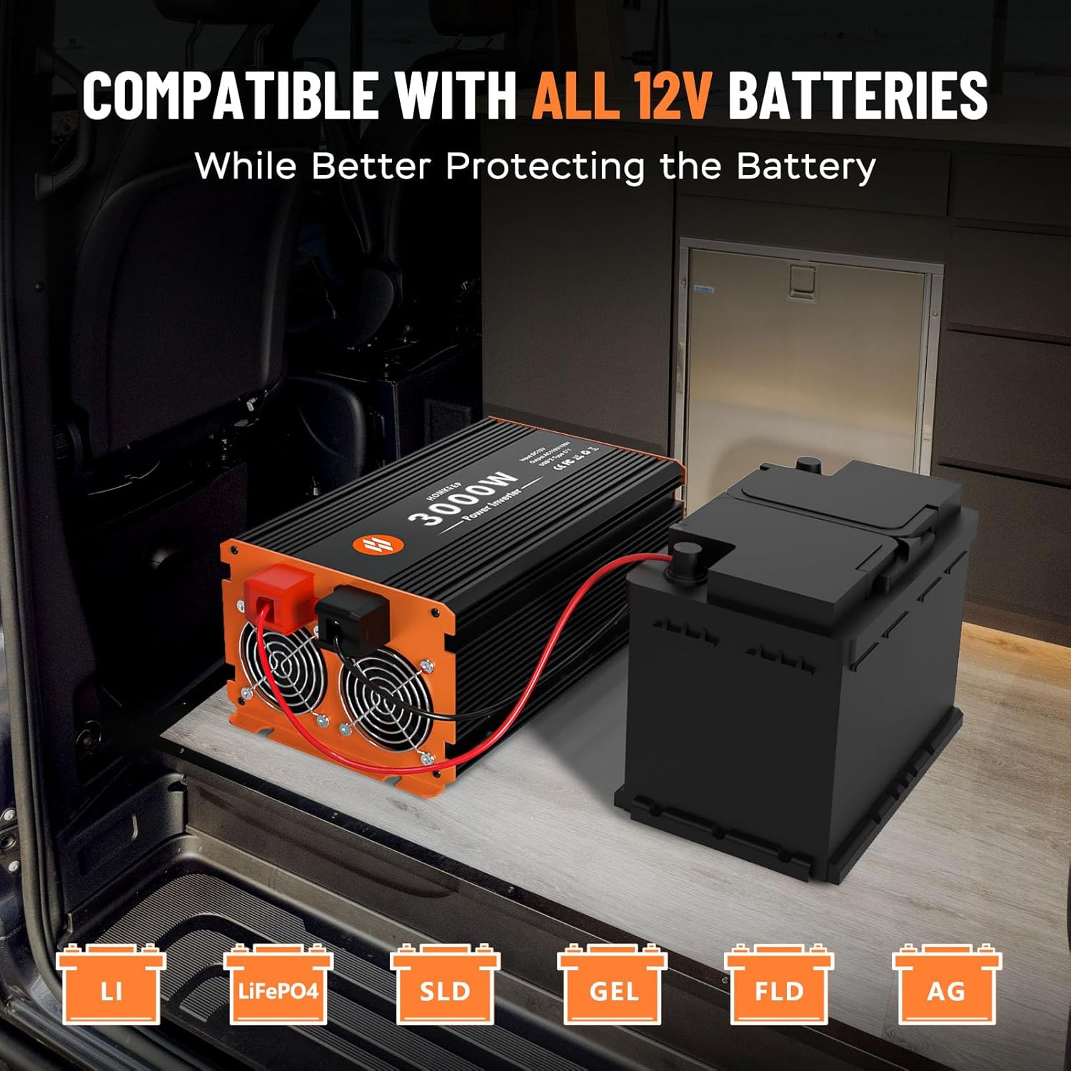 Thumbnail 2 de Homkeep 3000W Power Inverter 12V DC to 110V/120V