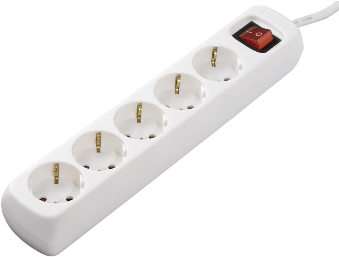 Hama Multiprise 5 Prises 16A avec Interrupteur – Rallonge 1,4 m, Type F Schuko, 3500W