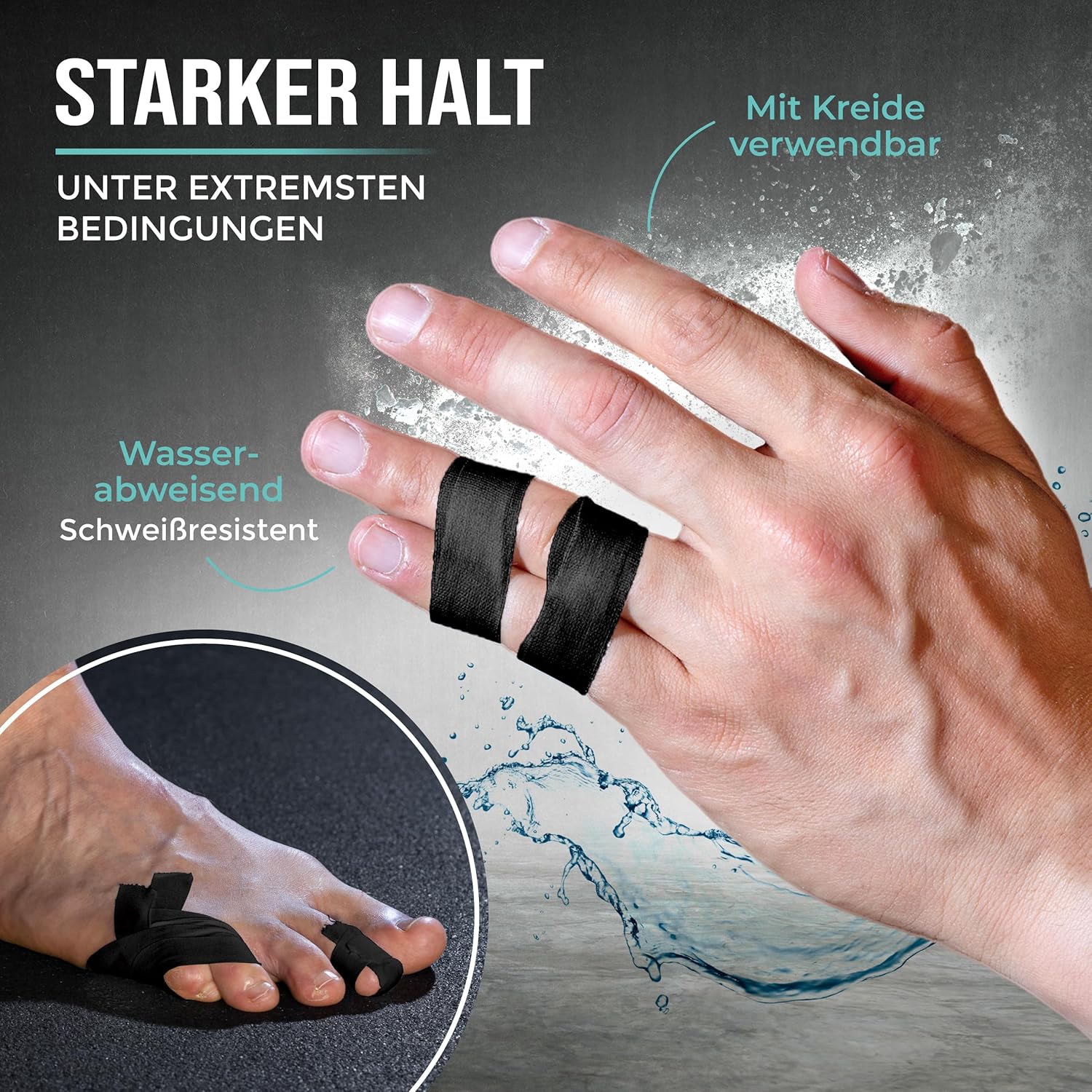 Thumbnail 2 de PULLUP & DIP Fingertape extra stark – 3 Rollen (30 m) Finger Tape für Klettern, BJJ, Handball & Torwarttraining