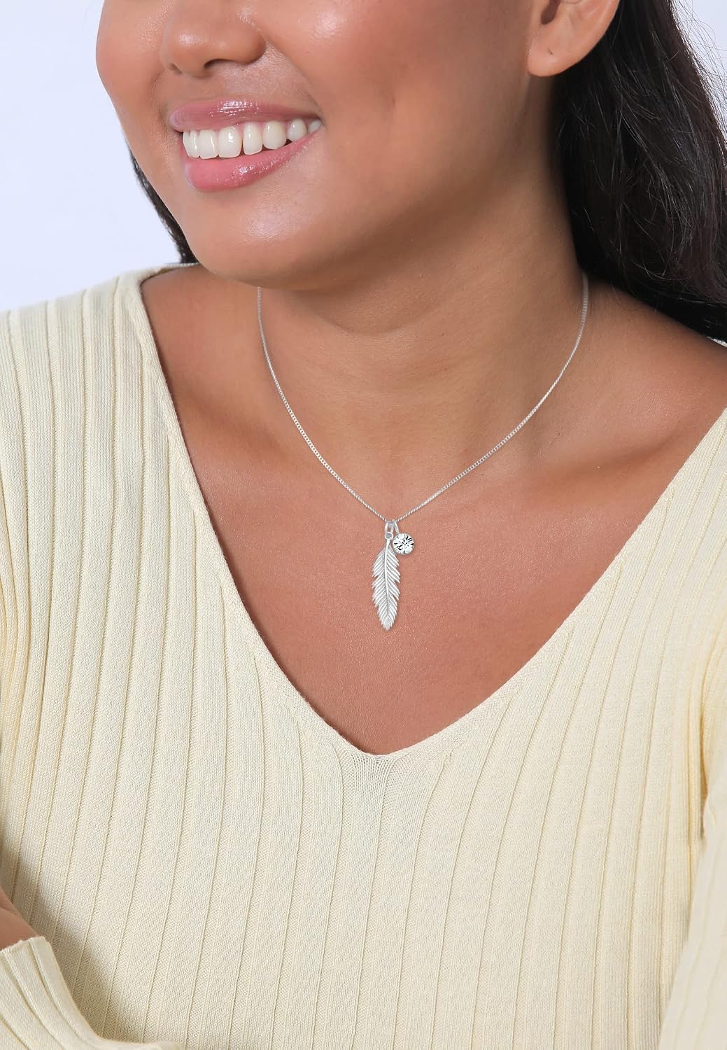 Detalle 2 de Elli Halskette Damen Feder Anhänger Boho – 925 Sterling Silber