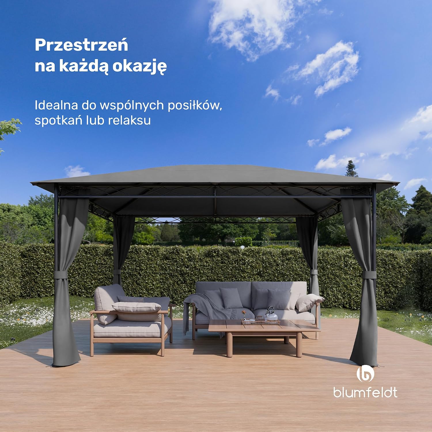 Detalle 2 de Blumfeldt Mondo 3x4 – pawilon ogrodowy z metalową ramą i zasłonami