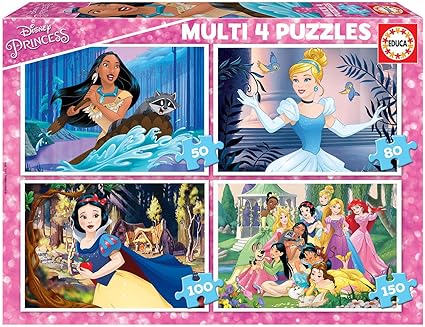 Educa Pack de 4 Puzzles Infantiles Princesas Disney 🧩