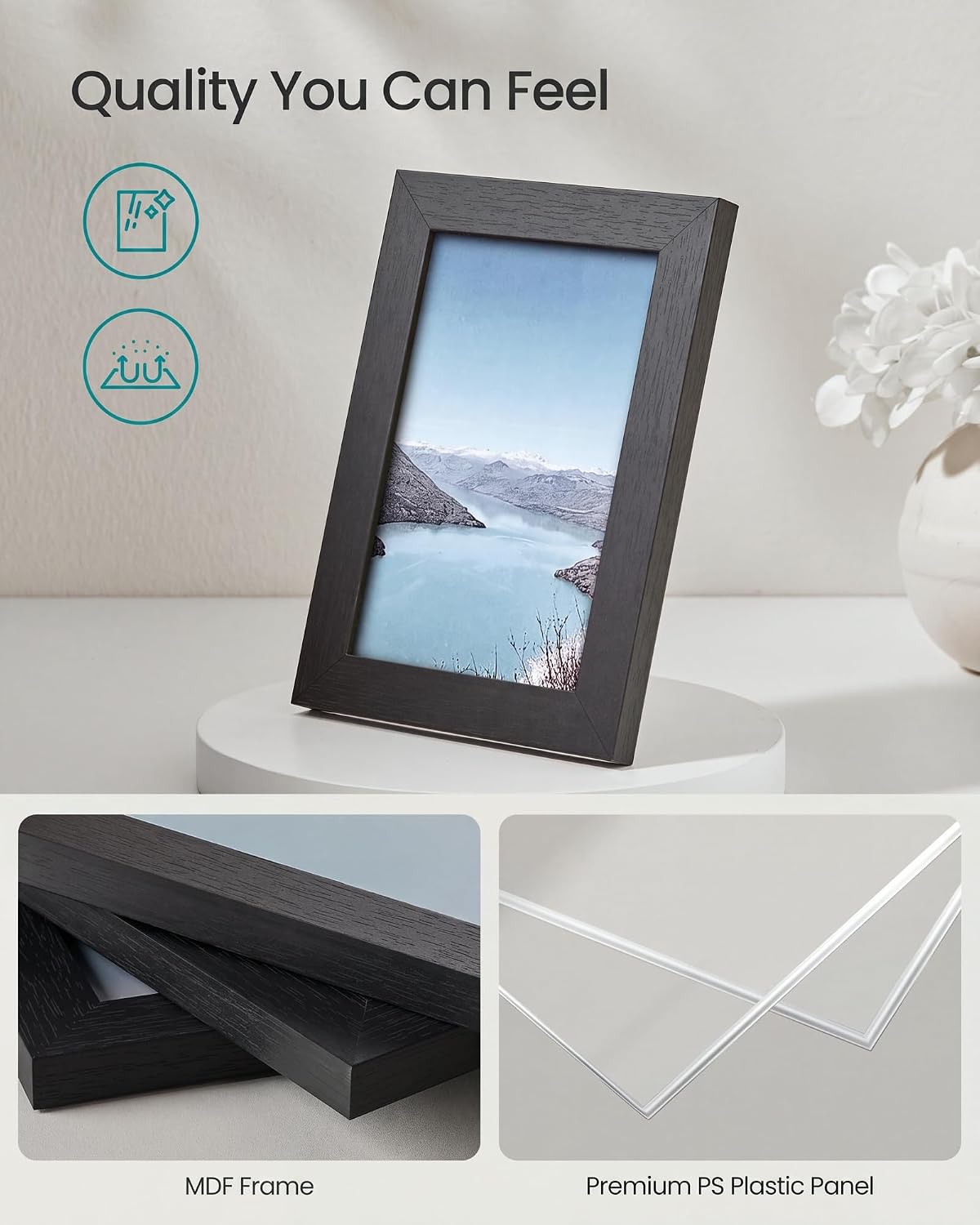 Detalle de SONGMICS RPF310H Picture Frame Set, 10 Ash Black MDF Frames in Three Sizes