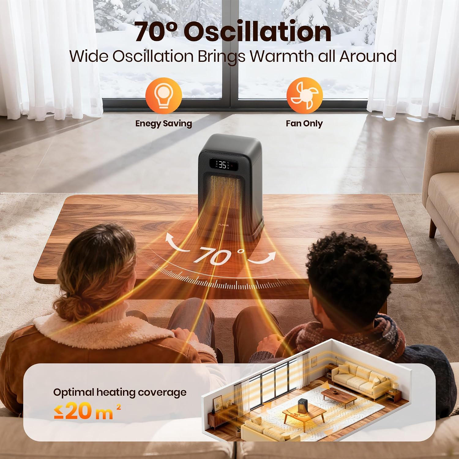 Thumbnail 3 de FLANUR Electric heater 1500W with remote