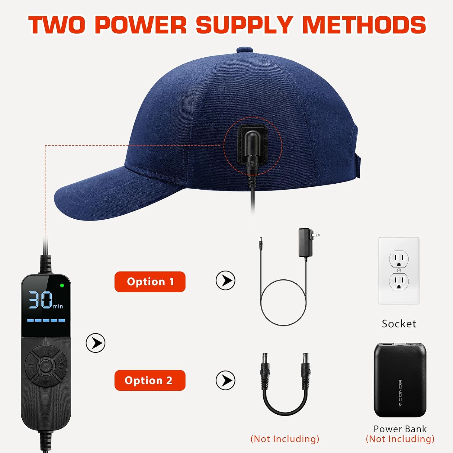 Detalle de Laser Hair Growth Cap (Blue) – Red Light Hat for Hair, Low-Level Laser Therapy