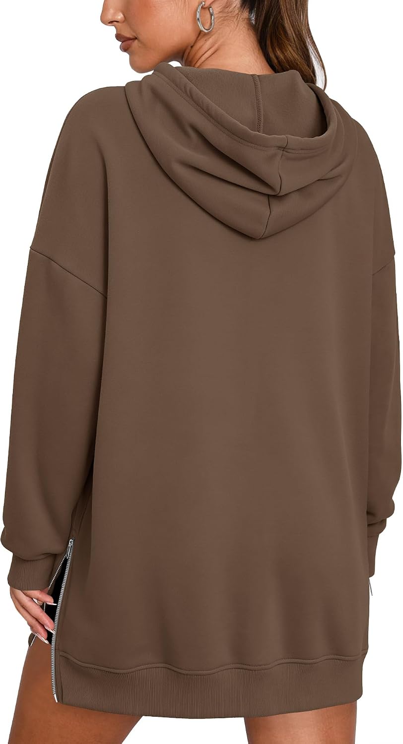 Thumbnail 4 de onlypuff Women's Oversized Sweatshirt Dress, Long Sleeves, Split Hem & Kangaroo Pocket