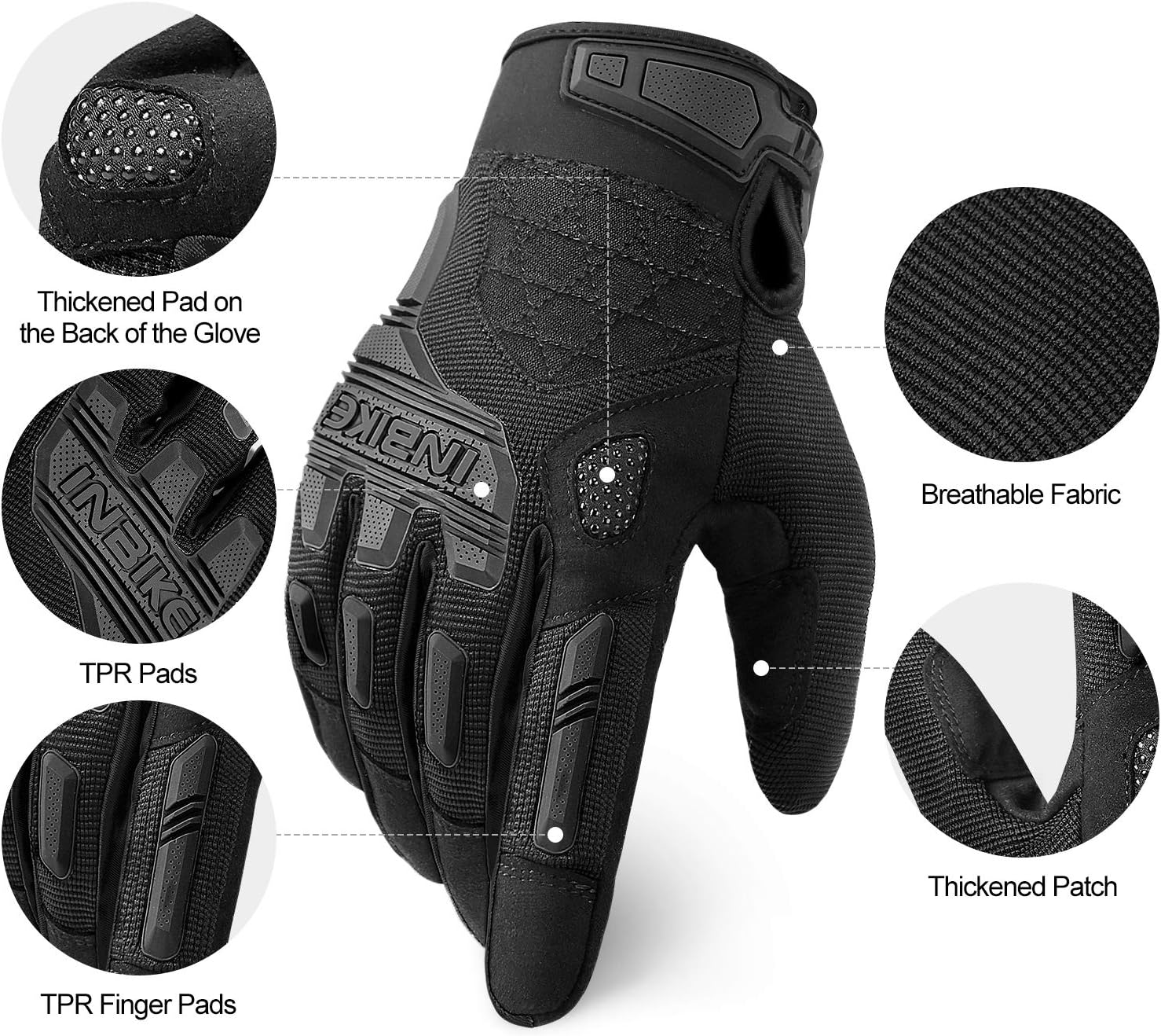 Detalle 1 de INBIKE MTB Gloves, Large Cycling Gloves with EVA Padding and TPR Guards