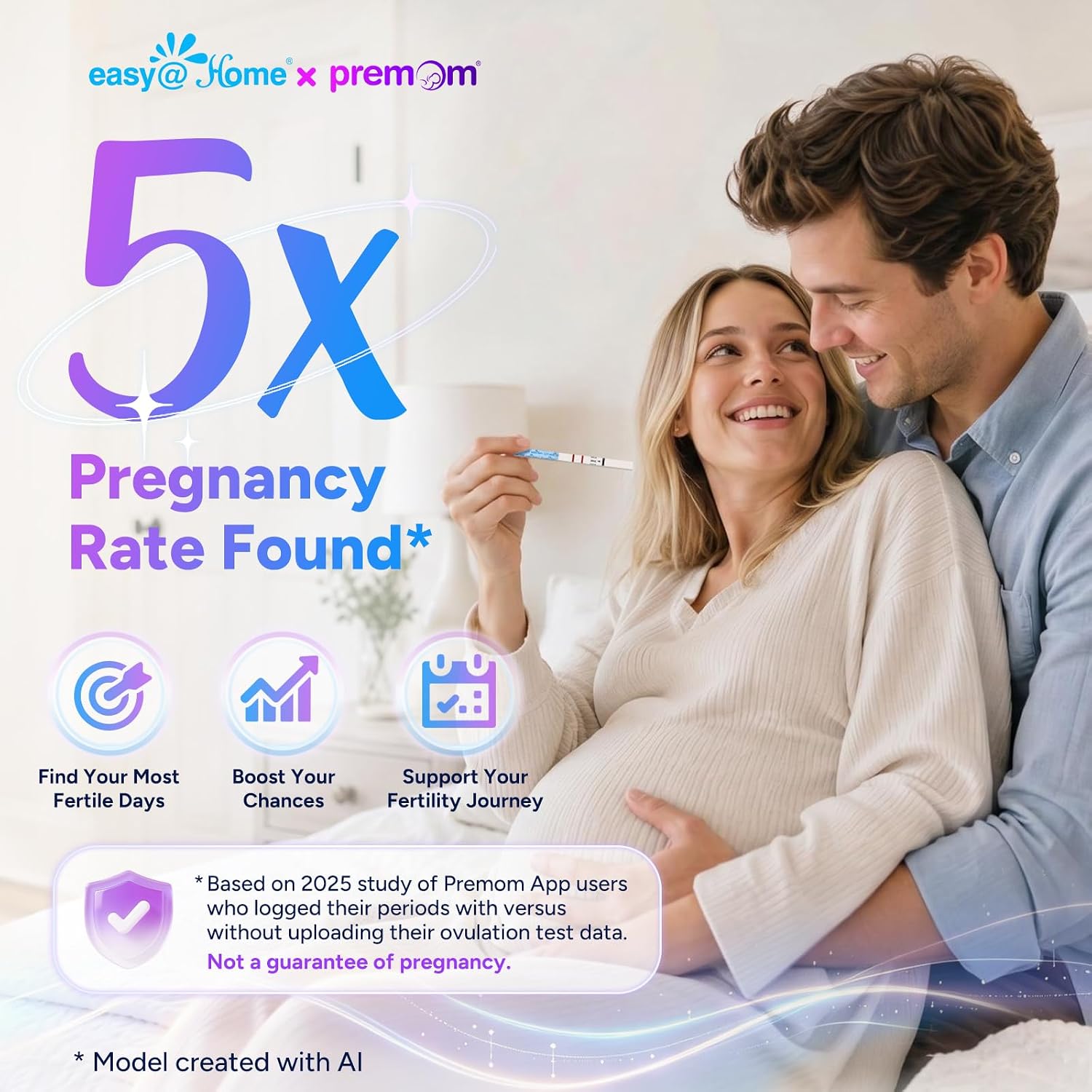 Detalle de Easy@Home Ovulation Fertility Test Kit (20 LH Strips) with Premom Tracker