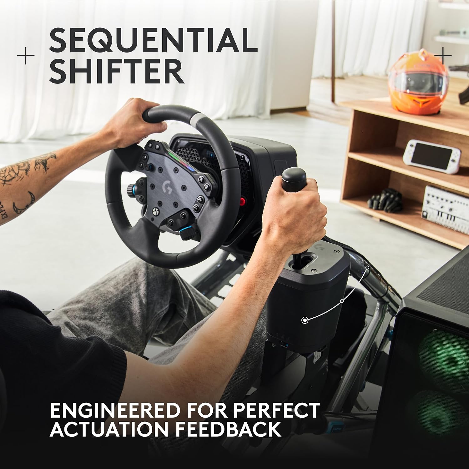 Detalle de Logitech G RS Shifter and Handbrake with Easy Mode-Switching: Height-Adjustable Handle for G and PRO Series Wheels
