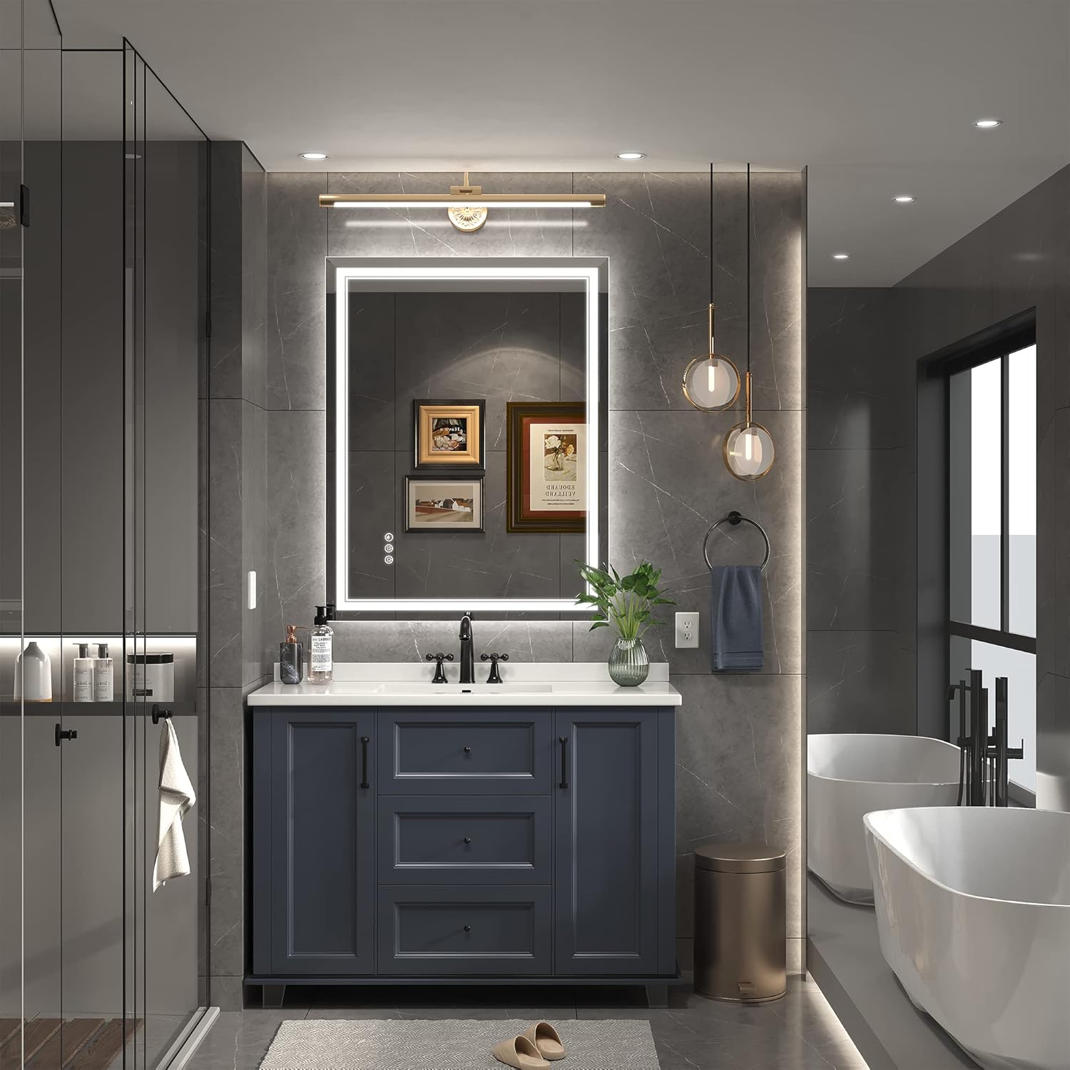 Thumbnail 1 de Ratsamee 28" x 36" LED Bathroom Mirror with Front & Back Lighting and Anti-Fog