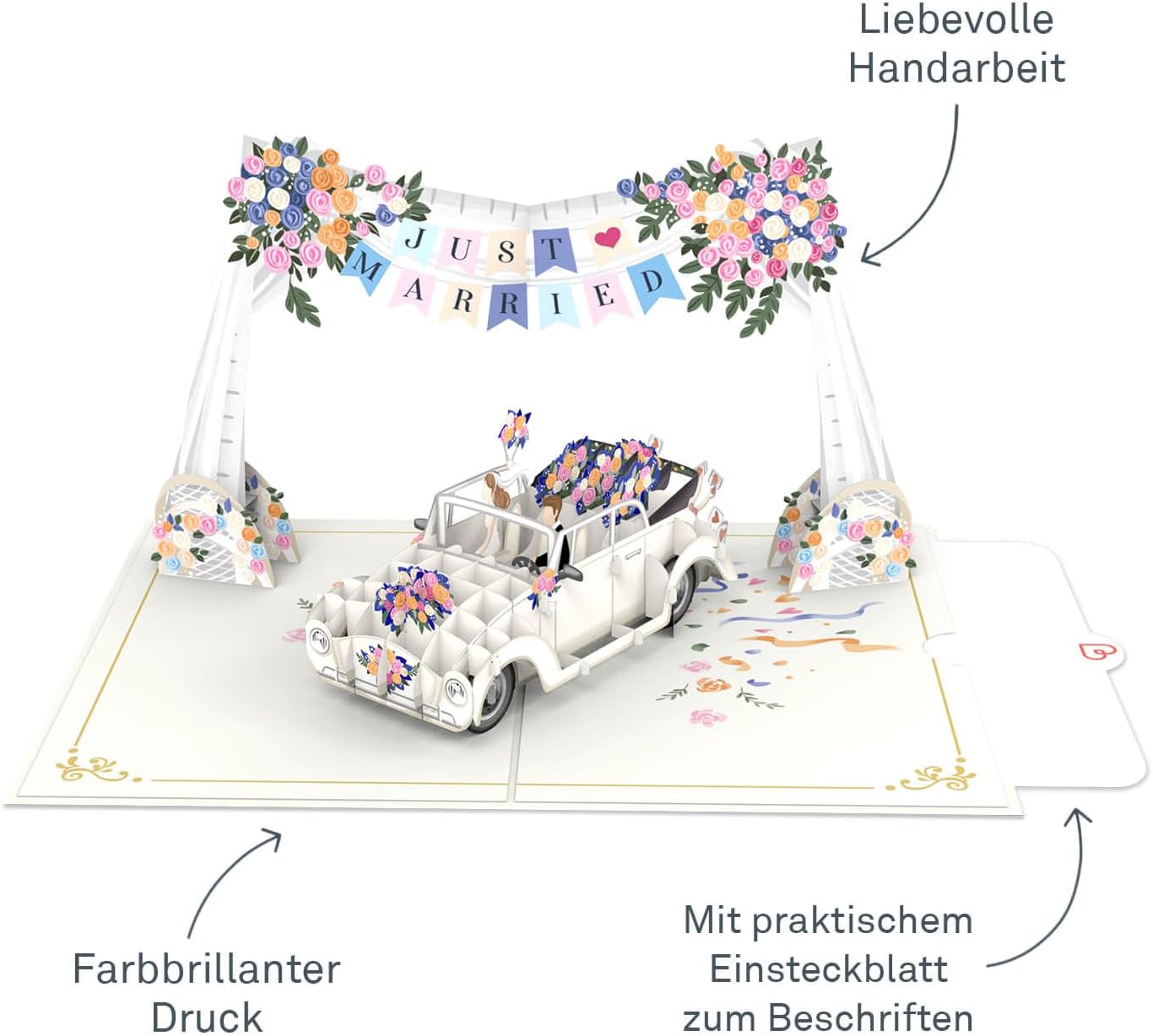 Thumbnail 1 de papercrush Carte pop-up mariage voiture « Just Married » avec espace de vœux