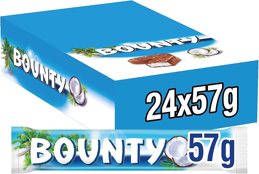 Detalle de Bounty Chocolatina de Coco con Chocolate con Leche 🍫 (24 x 57g)