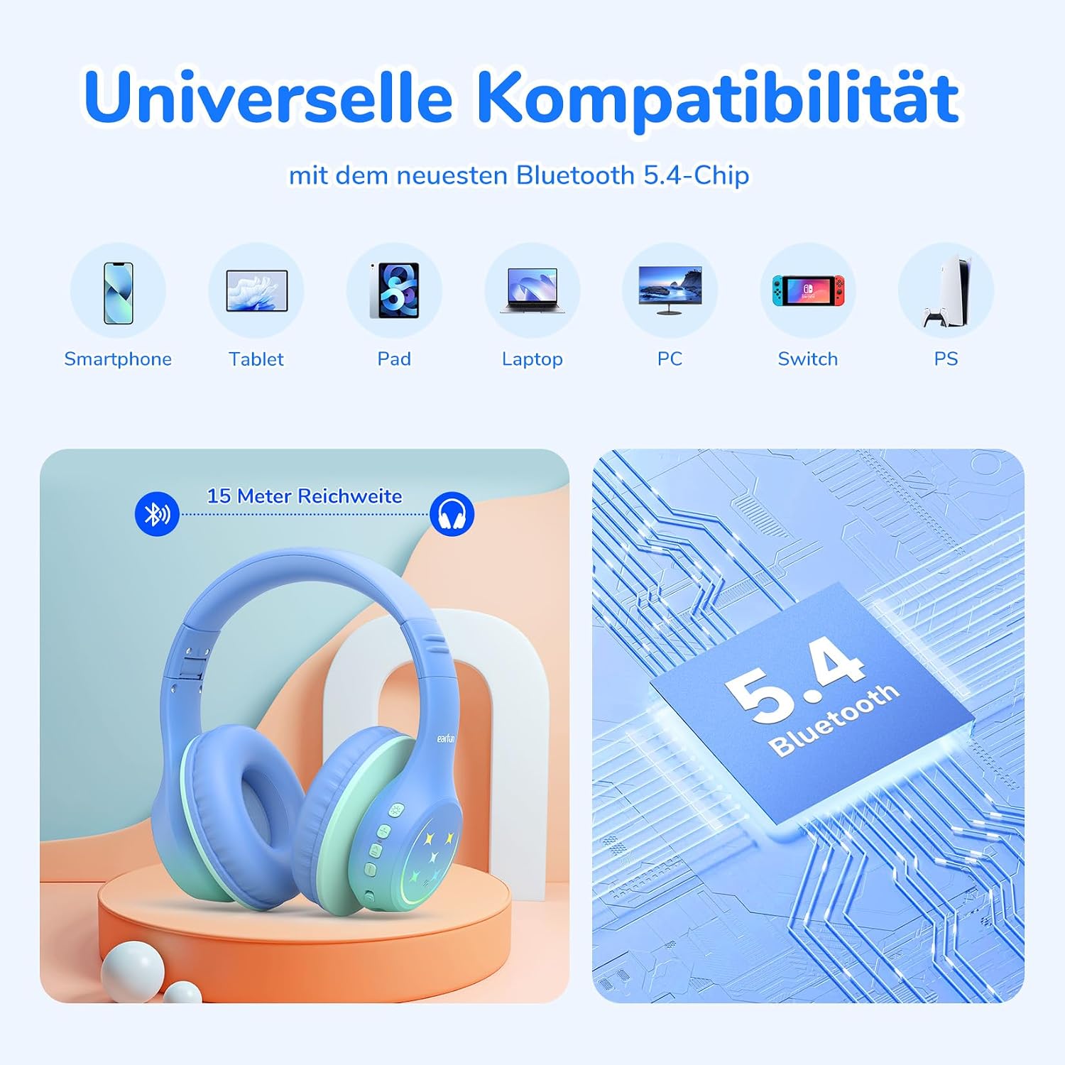 Thumbnail 6 de EarFun Kinder Bluetooth Kopfhörer 90 Std Akku