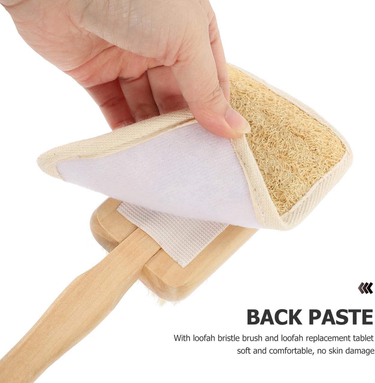 Detalle de SOPOTUTU Long Handle Loofah Back Scrubber – 16.93 inch Bath Brush with Replacement Pad