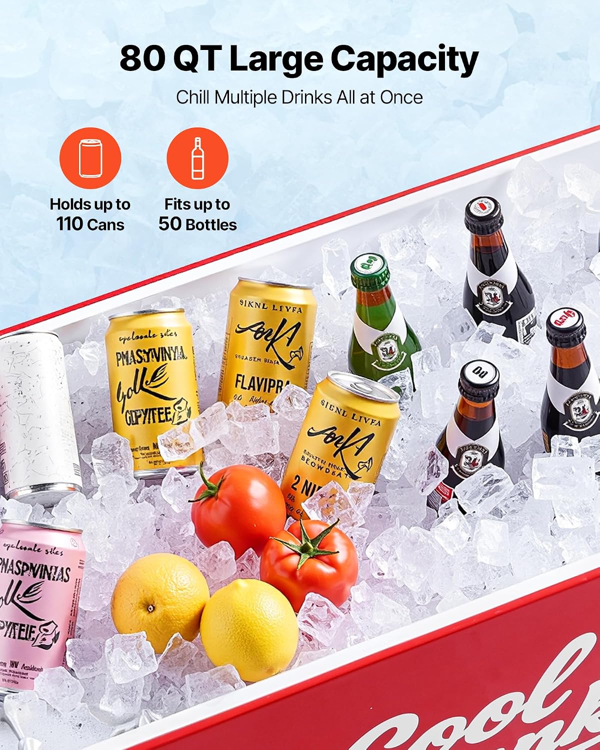 Detalle de VEVOR Rolling Cooler 80 Quart