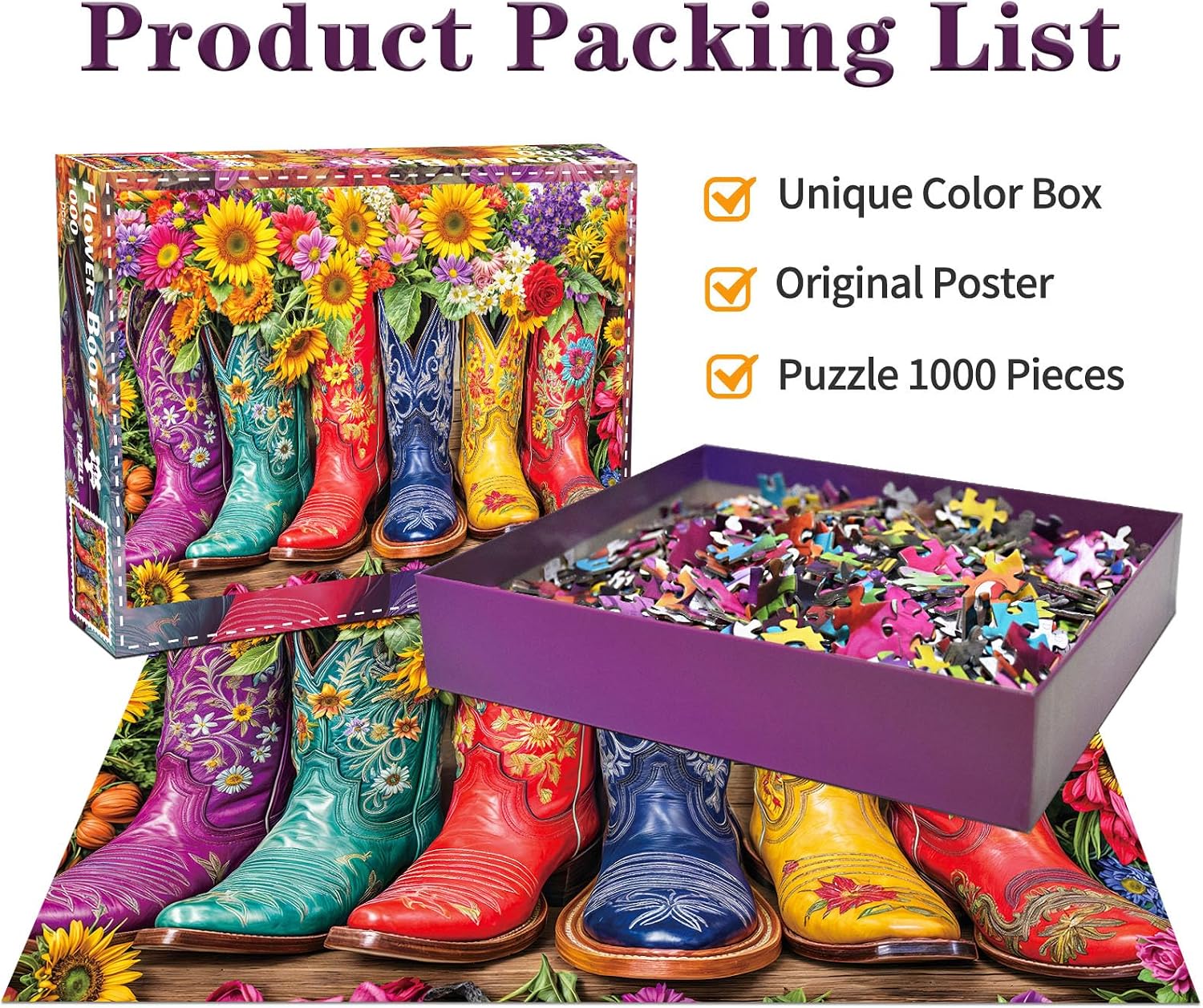 Detalle 2 de 1000 Piece Flower Boots jigsaw puzzle