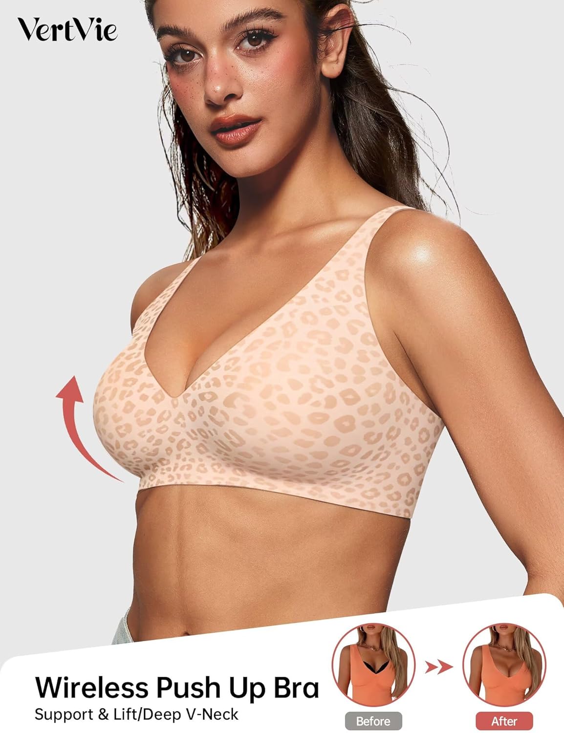 Thumbnail 1 de Vertvie Jelly Wireless Bras for Women: Push Up Plunge Seamless T-Shirt Bra with Gel-W Band