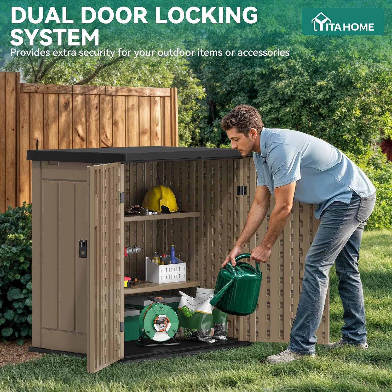 Thumbnail 1 de YITAHOME MAYIHbiswX Outdoor Resin Storage Shed, 2 Shelves, Lockable