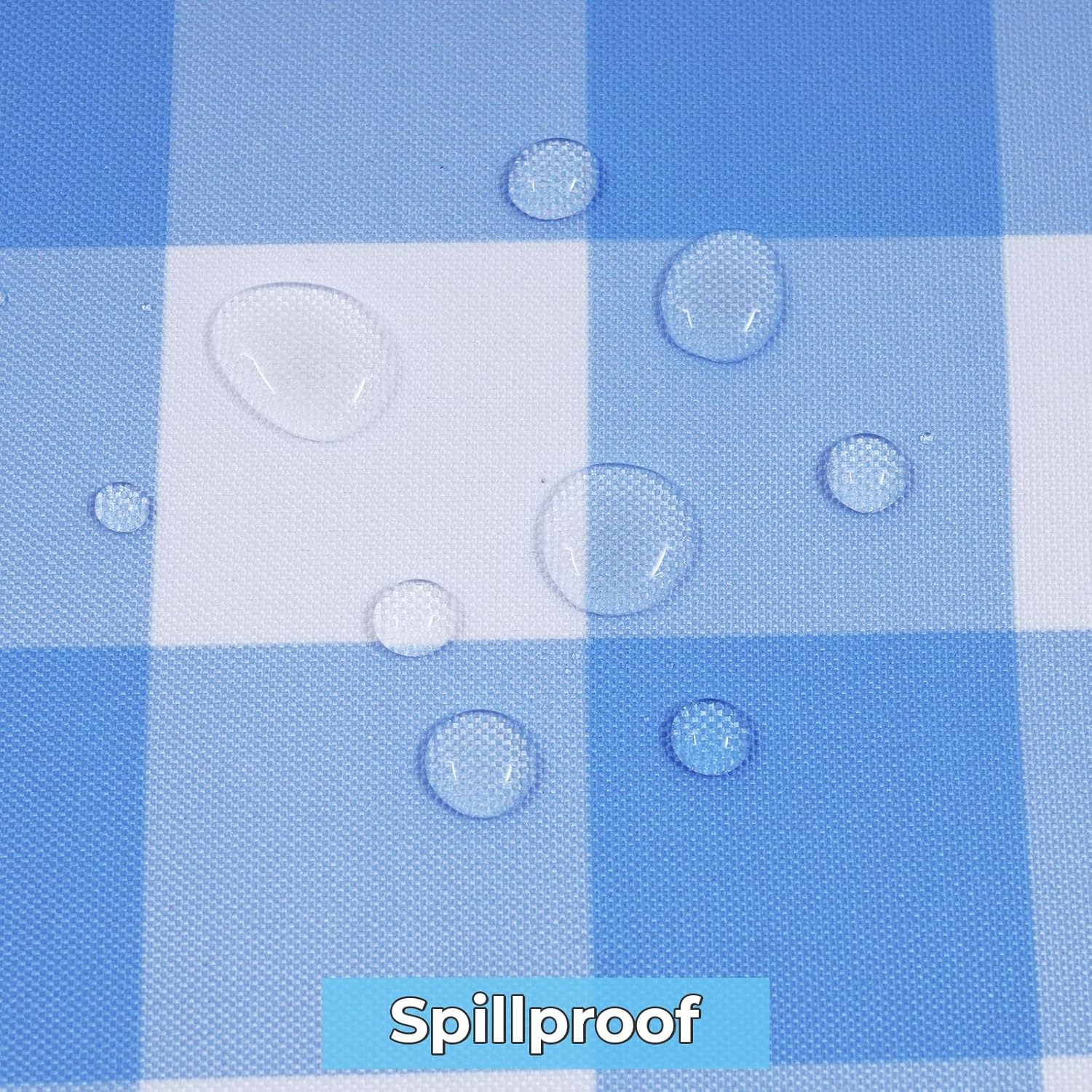 Thumbnail 3 de Eternal Beauty 132x178cm Rectangle Blue Checkered Tablecloth with Umbrella Hole and Zipper