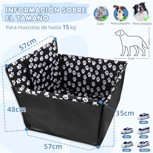 Detalle de Asiento Coche para Perro Wimypet 68x57x33 cm – Impermeable y con Cinturón de Seguridad