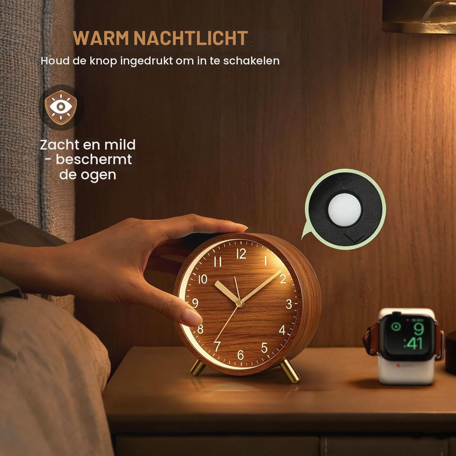 Detalle de Azxb Azxb-alarm clock analoge wekker met stille werking en nachtlampje