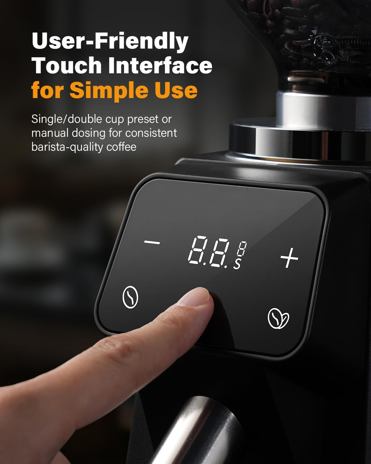 Detalle de SHARDOR 64mm Burr Coffee Grinder — Electric, 100-Setting Precision for Home and Pros