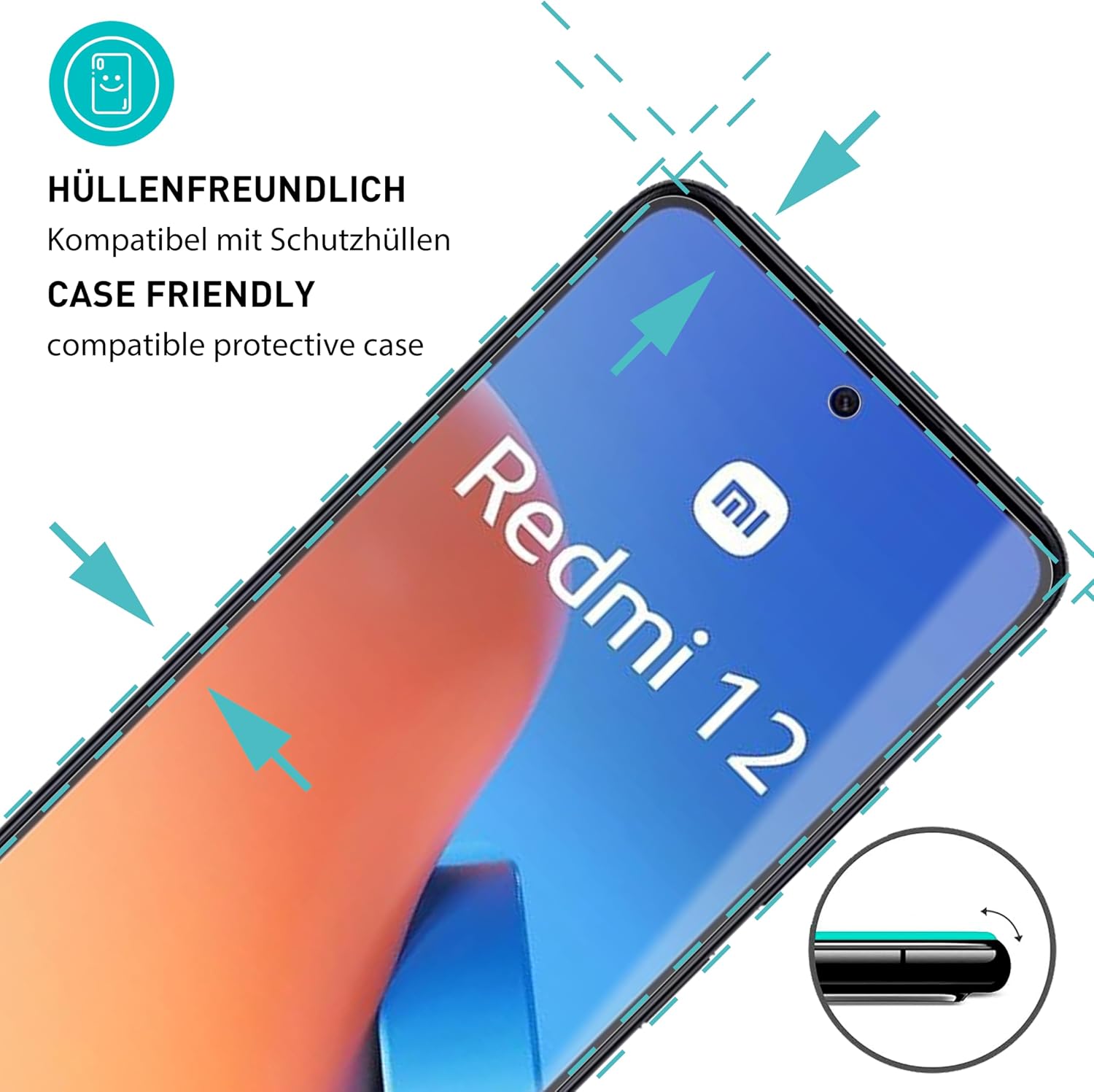 Thumbnail 1 de SmarTect Tempered Glass Screen Protector for Xiaomi Redmi 12 4G/5G, 3 Pack