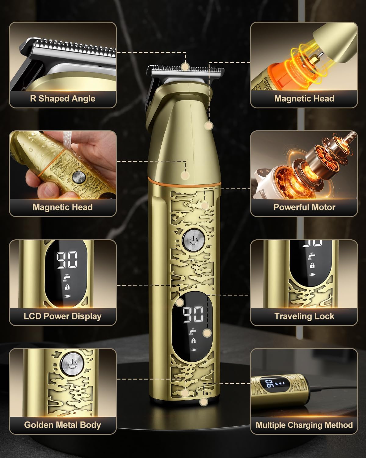 Thumbnail 2 de Beard Trimmer Men: Upgraded Magnetic Multi-Functional Grooming Kit with LCD Display
